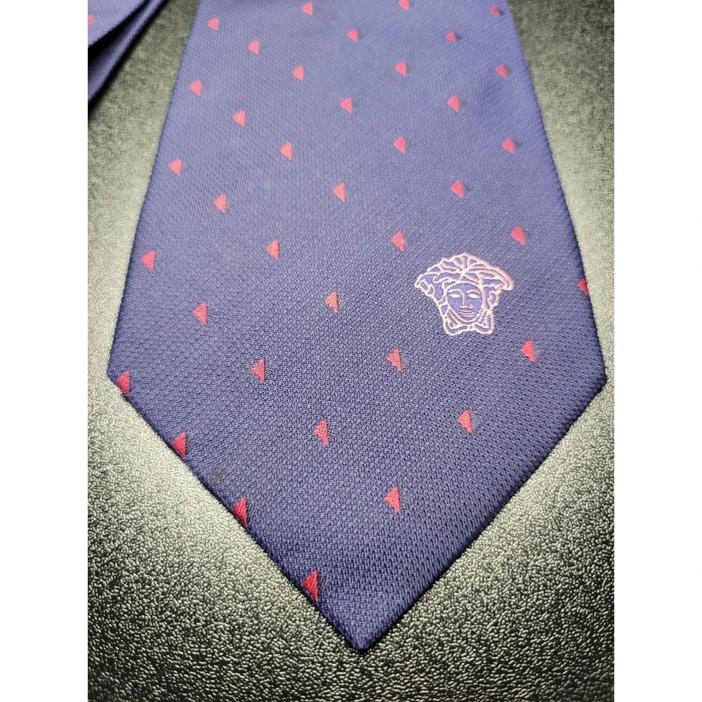 Versace Men's Necktie Purple Geometric Silk 3.75